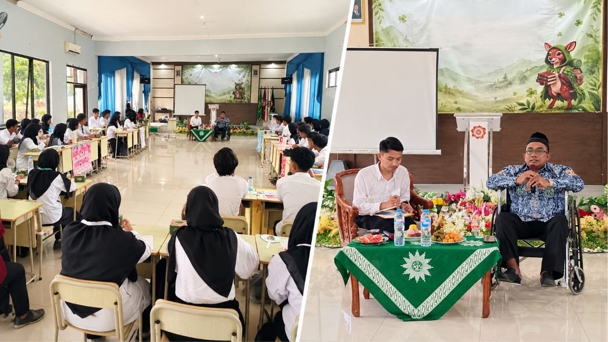 Ketua PDM Garut Dr. Agus Rahmat Nugraha memberikan materi pengenalan Muhammadiyah kepada mahasiswa baru IMDA Garut, Kamis (1/10/2026).