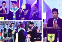 Ketua Pembina Yayasan Dharma Husada Insani Garut, Dr. H. Hadiat, M.A., menyampaikan sambutan dalam Wisuda ke-29 dan Angkat Sumpah lulusan IKKHG di Hotel Santika Garut, Rabu (14/10/2026).
