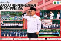 Kepala Kemenag Garut H. Hamzah Rukmana, S.Ag., M.A., menyampaikan sambutan dalam peringatan Hari Sumpah Pemuda di MTsN 1 Garut, 28 Oktober 2026.
