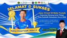 Nabhan Ahmad Tsaqib, murid kelas X-4 MAN 5 Garut, meraih juara 3 nomor 50 meter freestyle pada Kejuaraan Renang Antar Pelajar Piala Kadisdik Kabupaten Garut 2026.
