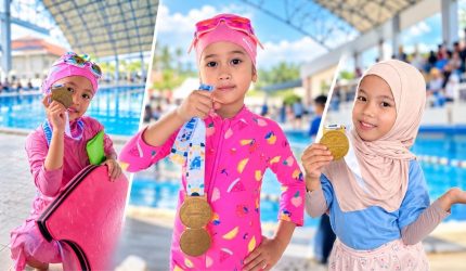 Tiga murid Al Mashduqi Kindergarten mengikuti kejuaraan renang Piala Kadisdik Garut 2026