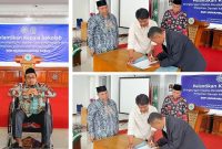 Ketua PDM Garut Dr. Agus Rahmat Nugraha menyampaikan amanah dalam pelantikan Iwan Jalaludin sebagai Kepala SMP Muhammadiyah Garut di Gedung Dakwah Muhammadiyah Garut, Jumat (23/10/2026).