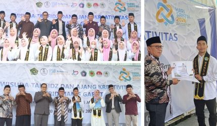 kegiatan wisuda tahfidz dan peluncuran buku karya siswa madrasah.